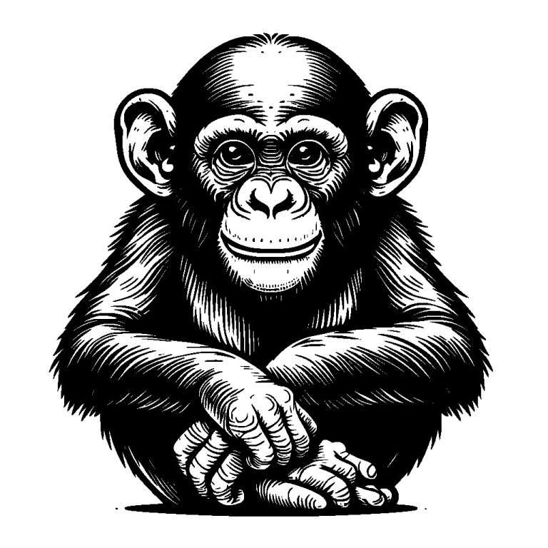 Free Baby Chimpanzee Vector SVG - K40 Laser Cutter