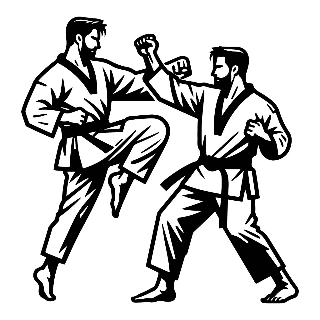 Free Sports SVGS Free Taekwondo Sports SVG - Black and White SVG Vector File for Laser Cutting #1