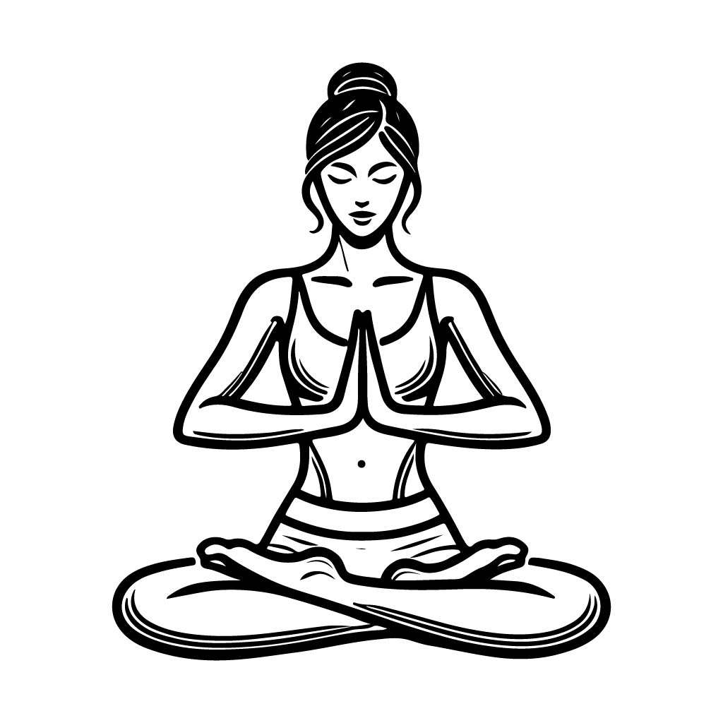 Free Sports SVGS Free Yoga Pose Illustration SVG Black and White SVG Vector File for Laser Cutting #1